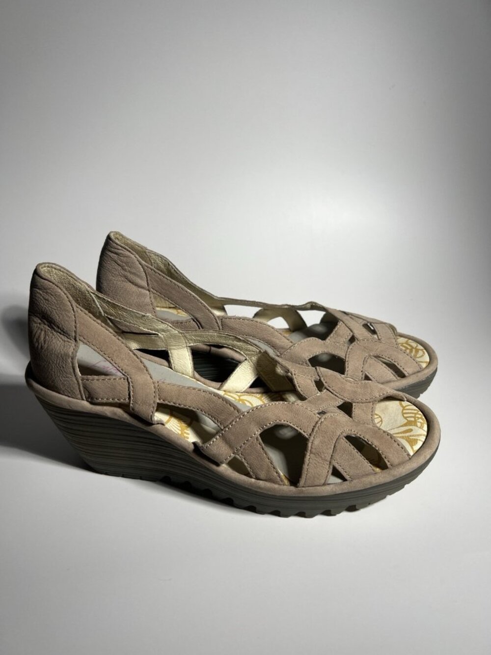 Fly London Yadi Leather Wedge Shoes Olive Green Women’s EU 38 US 7.5 - Picture 8 of 14